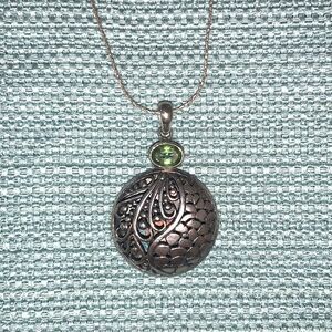 Filigree and Green Stone Necklace